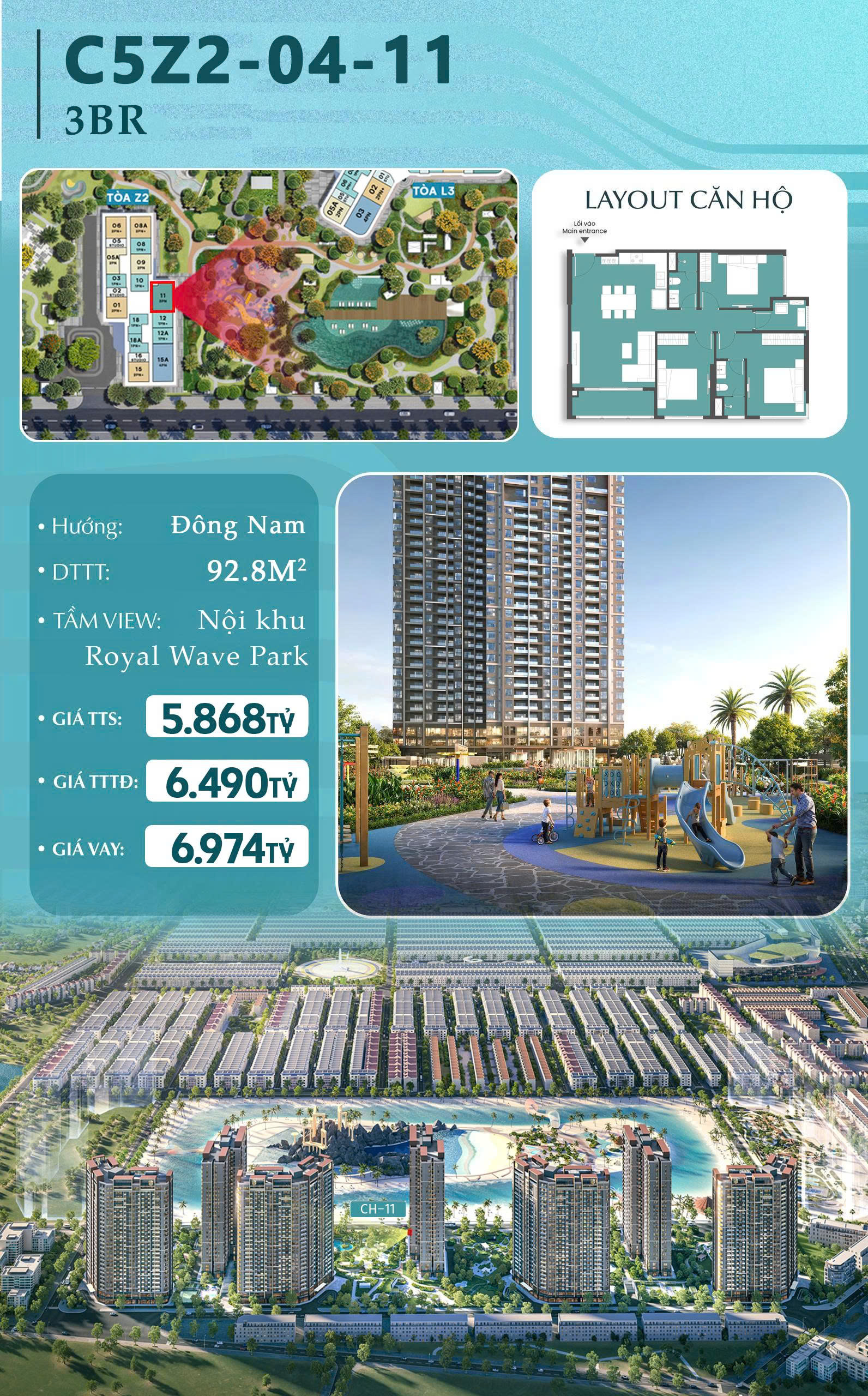 🔥 CĂN DUY NHẤT CÒN – Căn 3 phòng ngủ GÓC VỚI GIÁ 5.8 TỶ | Masteri Grand Coast